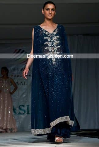Latest Designer Wear Collection Navy Blue Formal Dress