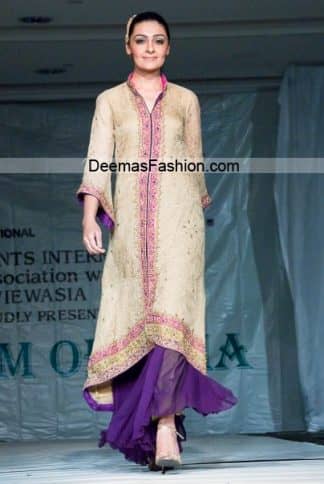 Latest Formal Wear Collection - Beige Purple Sharara