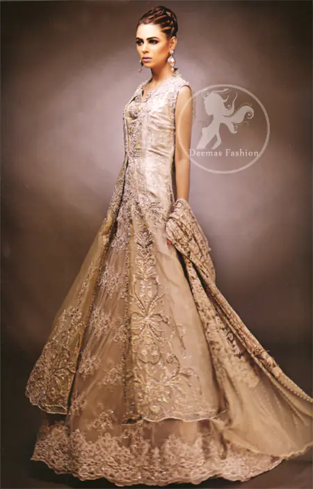 Fawn Front Open Gown Lehnga