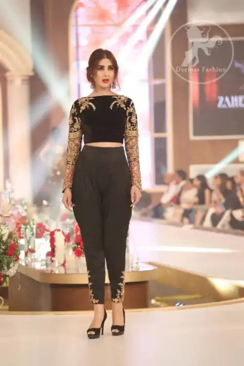 Elegant Black Party Dress -Embroidered Blouse -Trousers