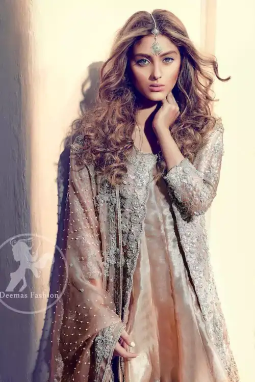 Light Peach Front Open - Bridal Embroidered Gown 2017