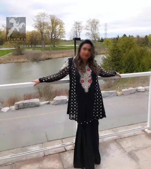 Black peplum made with pure banarsi jamawar chiffon. Peplum having multiple panels of different banarsi patterns. White and silver embellishment