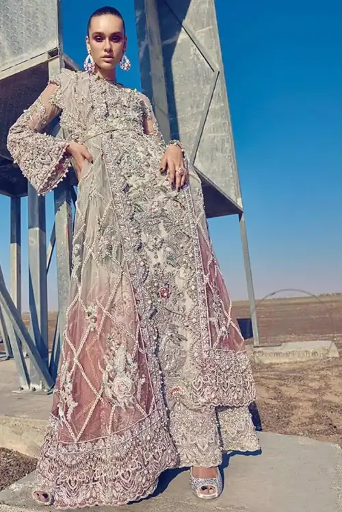 Light Coral Net Maxi Churidar Pajama