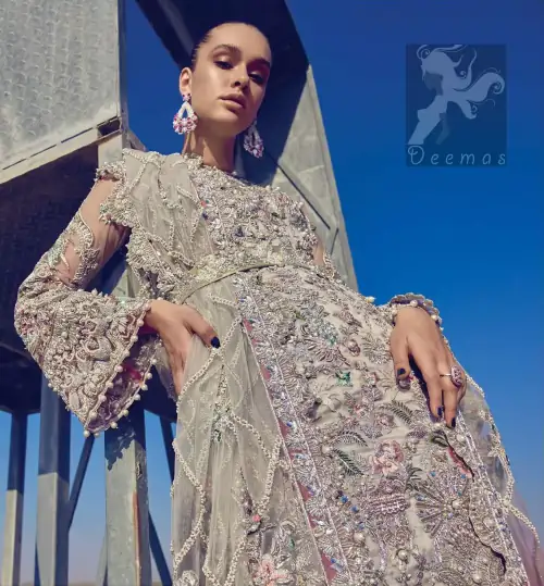 Light Coral Net Maxi Churidar Pajama