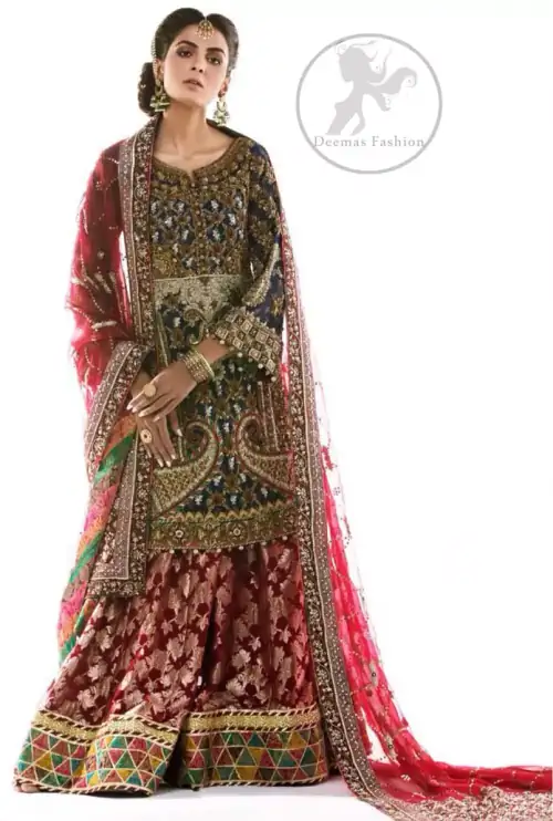 Bright Gray Shirt Brown Derby Sharara Dupatta
