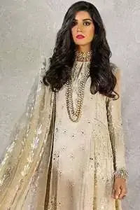 Ivory A Line Shirt Trousers & Dull Golden Dupatta
