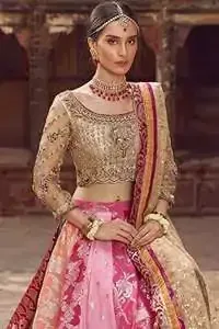 Golden Blouse Dupatta & Multiple Color Lehenga