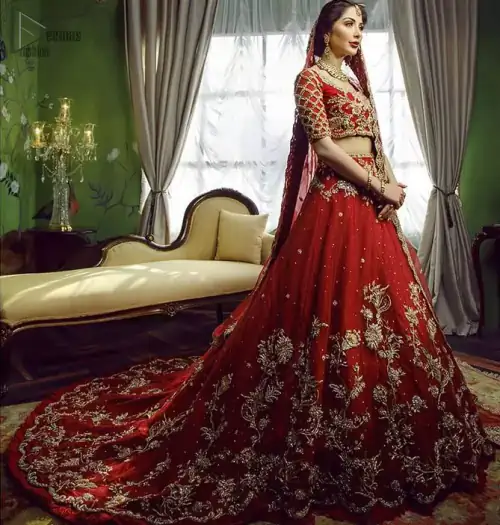 Red Back Train Lehenga Blouse – Dupatta