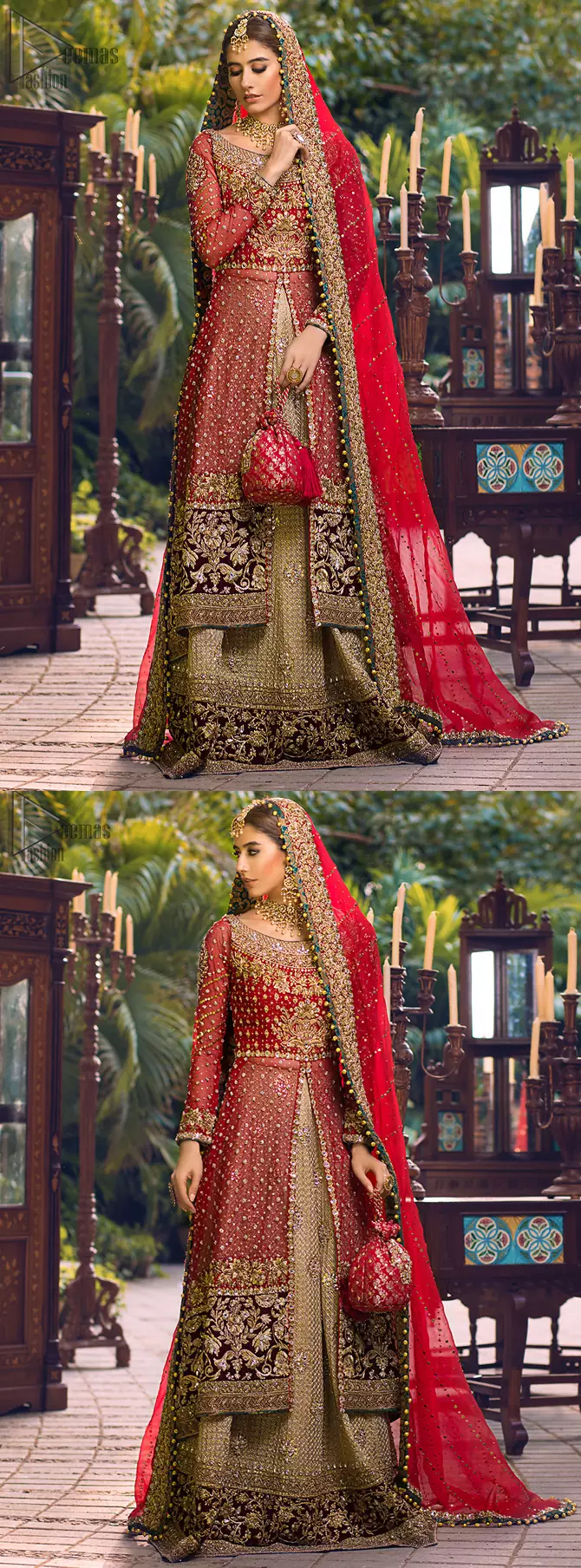 Tradition meets modernity in this dress. The lehenga with hand embroidery all over and finished with Velvet appliqued borders completes the look.