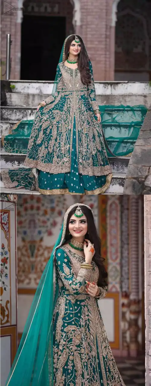 This breathtaking fit and flare wedding dress offers comfort without compromising on style. Featuring beautiful handwork, this outfit has a