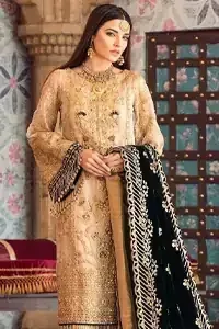 Beige Shirt Cigarette Pants- Black Velvet Shawl