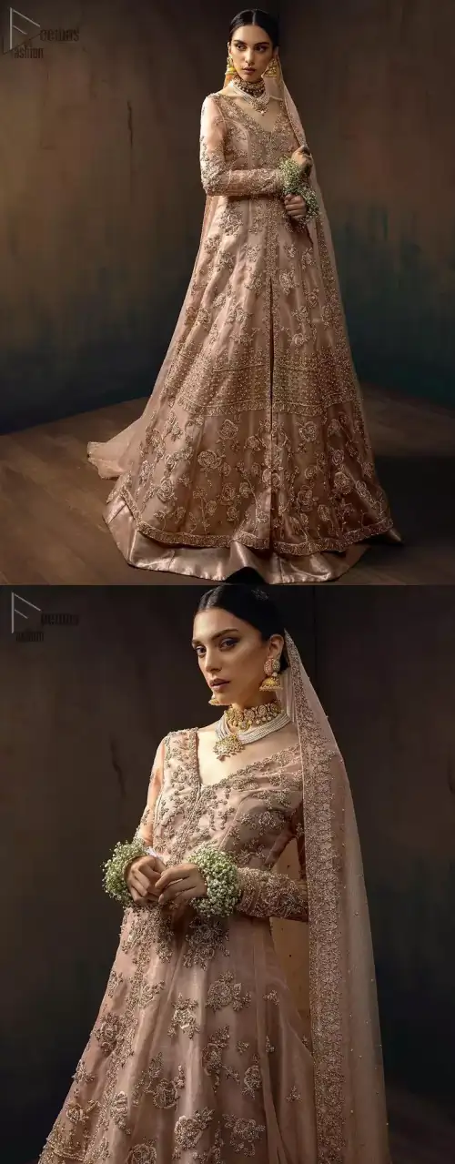 Tea Rose Front Open Maxi – Lehenga Dupatta