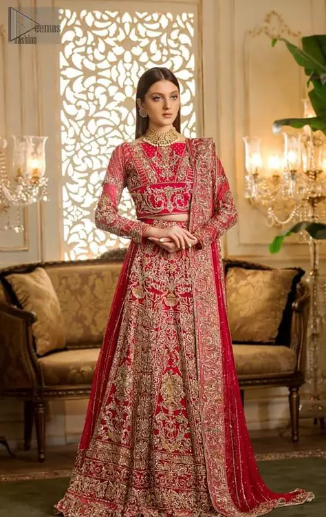 Red Embroidery Bridal Wedding Dress at Rs 1489 in Surat | ID: 22711123255