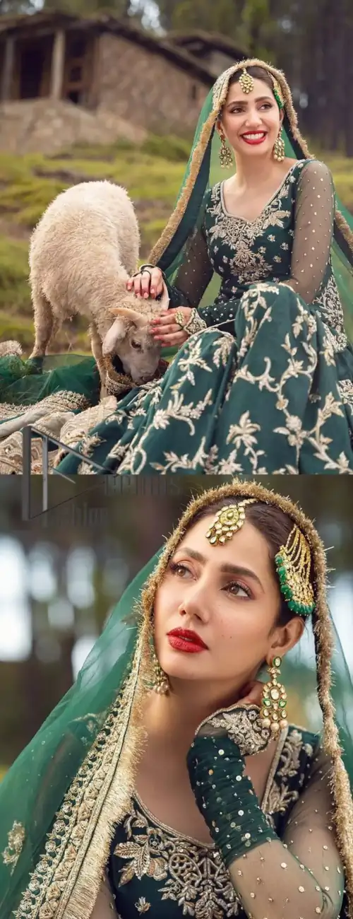 The eccentric Bottle Green outfit sings a melody just for you! The ghrara in bottle green is enriched with golden