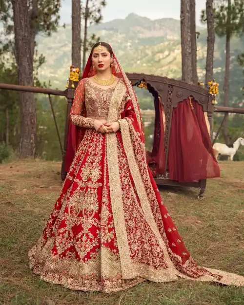 Make your moment memorable by being a dreamy lady in this red can-can lehenga boost with floral motifs. This dreamy