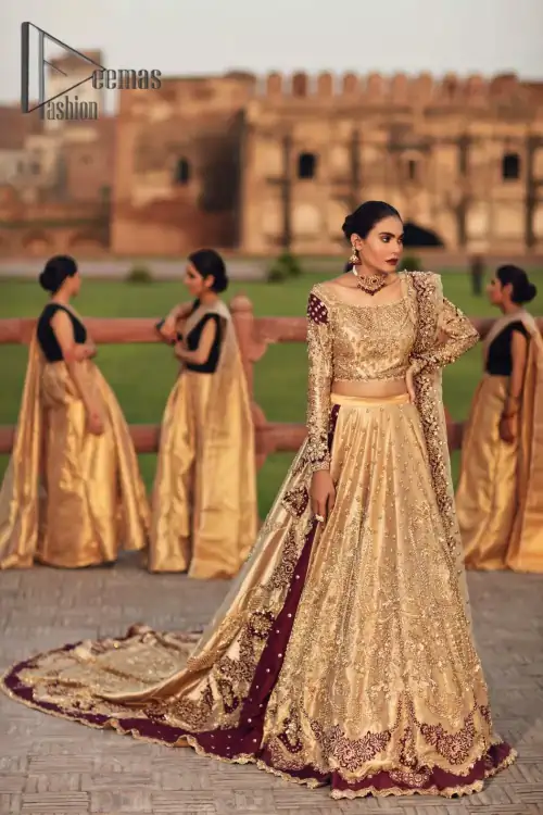 Adorn yourself in the layers of golden that feel rich on the skin. This outfit which is starting with a
