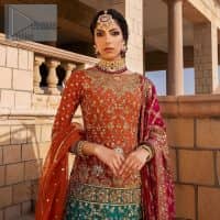 Orange Short Shirt Gharara – Pink Dupatta - Image 4