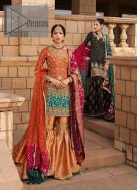 Orange Short Shirt Gharara – Pink Dupatta - Image 5
