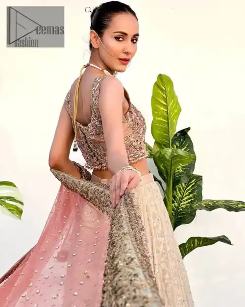 The perfect outfit for walima to enhance your glow. Starting this article with a dream rust blouse having a strap