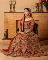 Antique Work Maroon Blouse Lehenga - Image 9