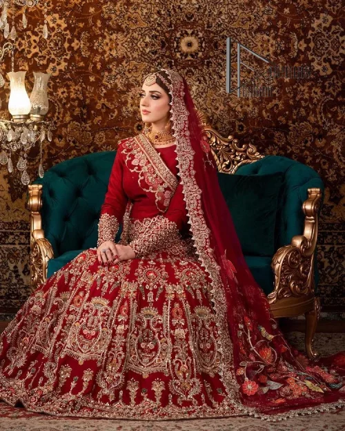 There is a shade of deep red for every bride. This Pakistani reception article begins with a deep red blouse