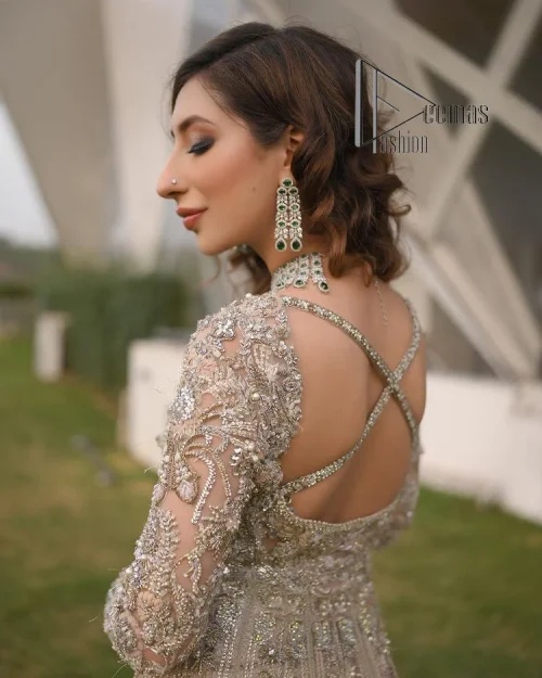 Start your new life by wearing DeemasFashion. Make your moment more memorable with light fawn heavy maxi nikah wear which