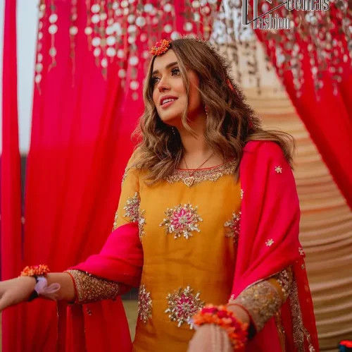 We seek outside the wonders we carry inside us. A mehndi dress in the mustard shirt is enhanced with gorgeous