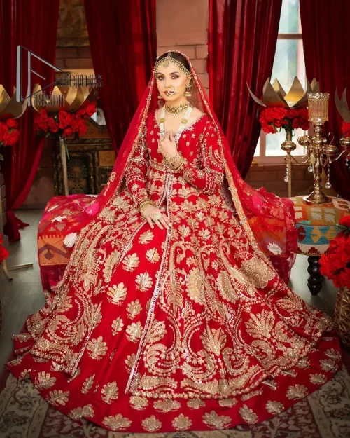Red is the colour of love. Beating hearts and hungry lips. Red is always associated with Pakistani reception wear. Go