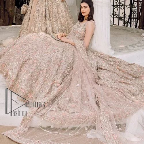 Boost your day with all about rose pink! Presenting the rose pink walima wear which begins with a heavy maxi