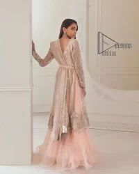 Rose Pink Double Layered Pishwas – Dupatta - Image 1