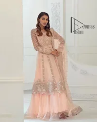 Rose Pink Double Layered Pishwas – Dupatta - Image 2