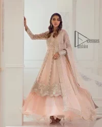 Rose Pink Double Layered Pishwas – Dupatta - Image 3