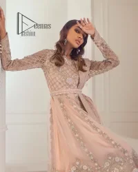 Rose Pink Double Layered Pishwas – Dupatta - Image 4