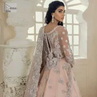 Light Orange Scalloped Shirt – Flare Sharara – Dupatta - Image 3