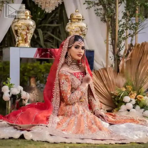 Shine bright in the sparkling ensemble from DeemasFashion. Introducing this reception outfit which begins with a rust pishwas.  This front