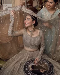 Beige Heavy Blouse – Flare Lehenga n Dupatta - Image 4