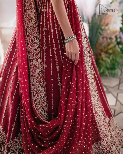 Keep it dreamy and classic with the best DeemasFashion reception wear! The handsome deep red outfit with blouse and lehenga