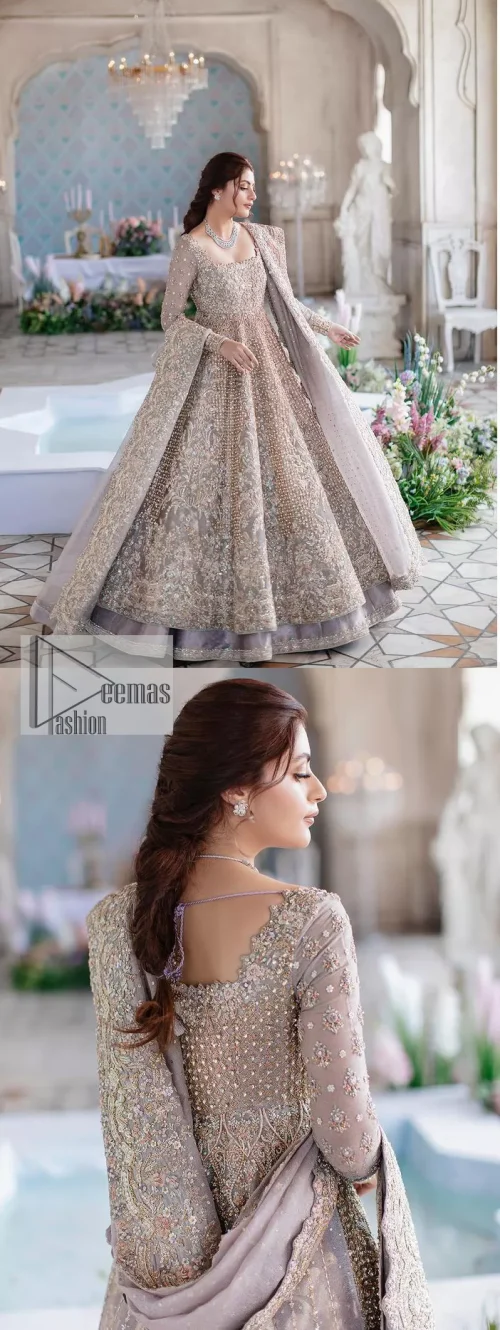 She wears a lilac colour as her wedding dress and looked stunning on her Nikah day. DeemasFashion presents this outfit