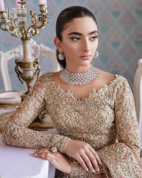 Carry the style that is your dream on your Nikah day with this classy article! A beautiful blouse in nude