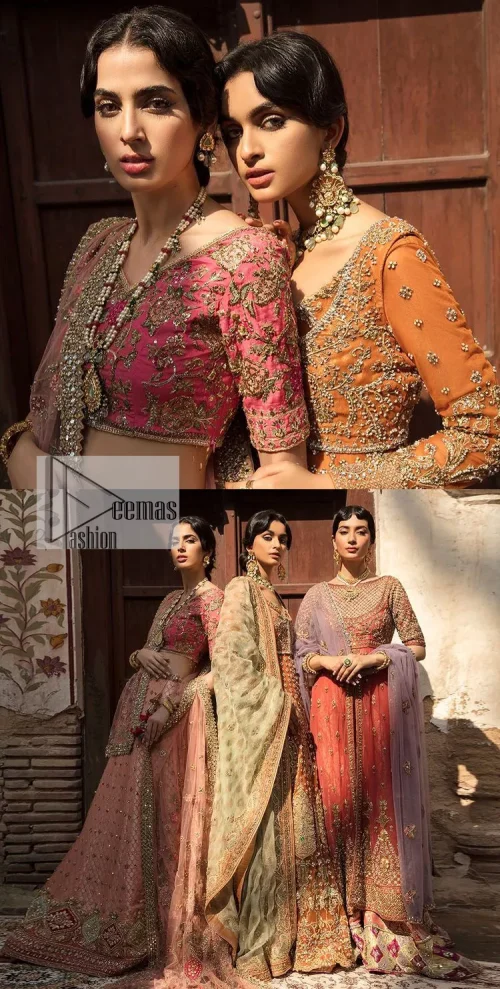 Let your dreams be your wings as your mehndi outfit. This rust heavy maxi features thoughtfully placed bold motifs all