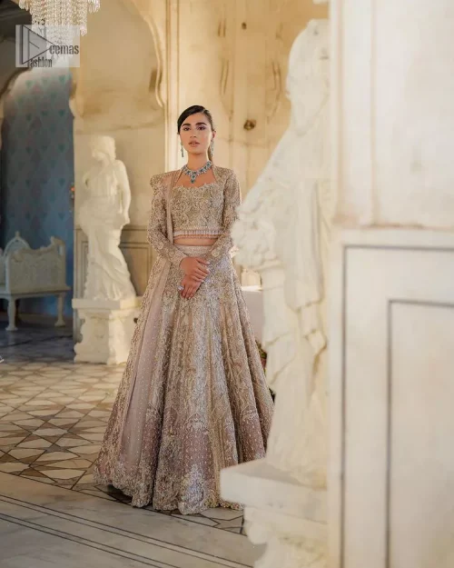 Trendy embroidery on a classic base – A perfect combination for your Nikah! DeemasFashion presents the tea rose article which