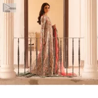 Peach Front Open Maxi – Crushed Lehenga – Dupatta - Image 7