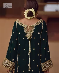 Black Velvet Long Shirt n Trousers – Double Tone Dupatta - Image 1