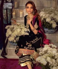 Black Velvet Long Shirt n Trousers – Double Tone Dupatta - Image 4