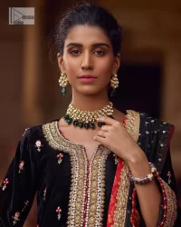 Black Velvet Long Shirt n Trousers – Double Tone Dupatta - Image 7