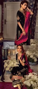 Black Velvet Long Shirt n Trousers – Double Tone Dupatta - Image 8