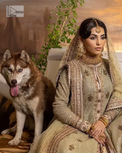 It's where words are not necessary – the outfit does all the talking! A beautiful designed pale green long shirt