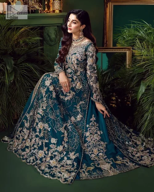 Let the outfit speak for itself! DeemasFashion presents this party wear in teal blue colour.  Be a centre of attraction