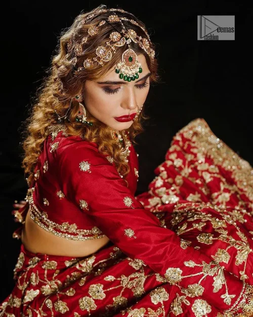 Reception called, and red answered. The stunning blouse is embellished with floral motifs. The base colour used for choli is