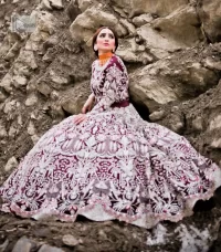 Dark Maroon Blouse – Scalloped Lehenga n Dupatta - Image 4